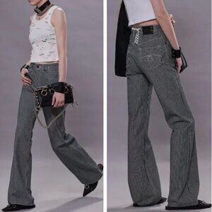 NWT R13 Lace Back Jane Jeans 25/26 Rinse Indigo Railroad